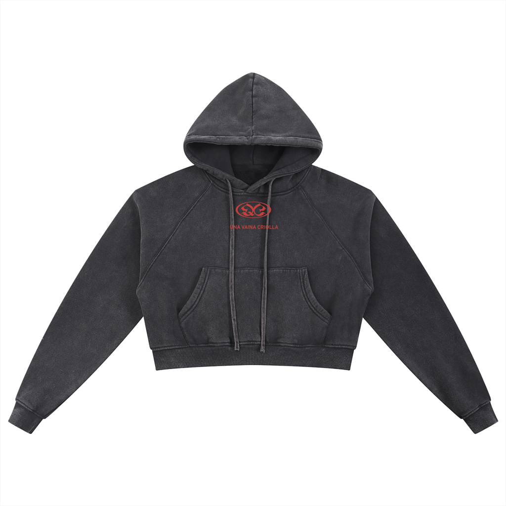 QC Washed Cropped Hoodie
