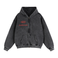 QC Boxy Hoodie mit doppeltem Reißverschluss (englische Version)